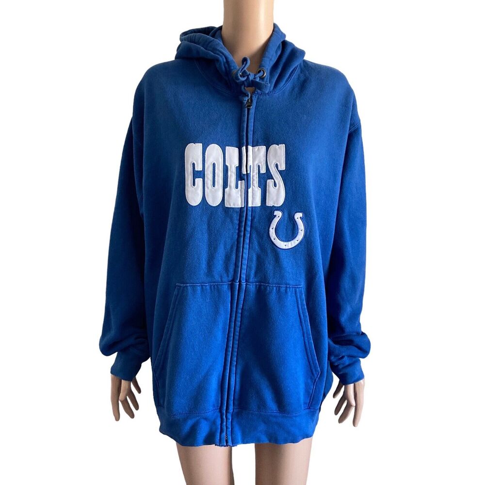 NFL Indianapolis Colts hoodie Mens Large Blue White Fleece Spellout